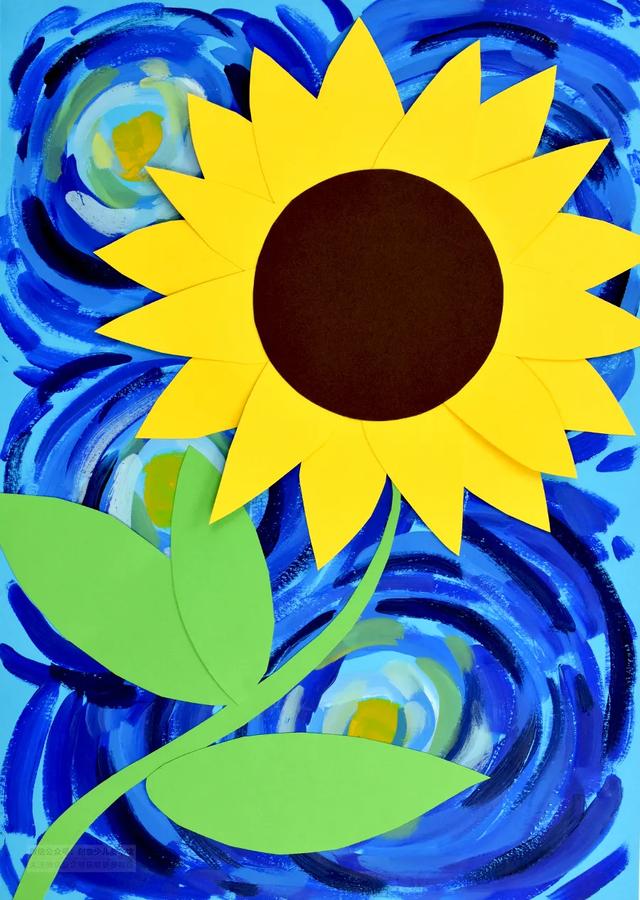 儿童画教程｜感受色彩的对比之美《星空下绽放的向日葵》