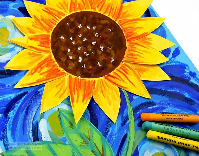 儿童画教程｜感受色彩的对比之美《星空下绽放的向日葵》